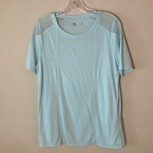 Blue Xersion Mesh Side Slit Tee, small